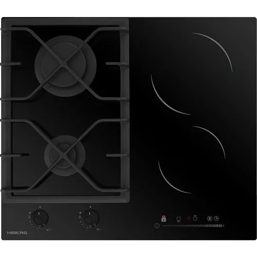 Комбинированная варочная панель HIBERG VM 6021 B, 4 конфорки, стеклокерамика, черный