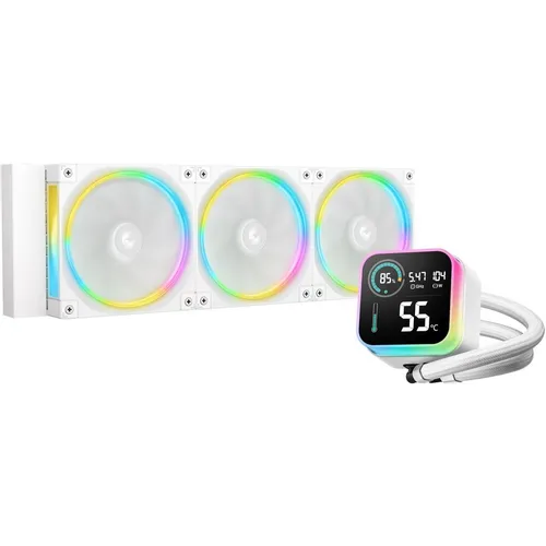 Система водяного охлаждения DeepCool LQ360 Ultra, LCD, 4-pin, ARGB, 120мм, белый, retail [r-lq360-whasmc-g-1]
