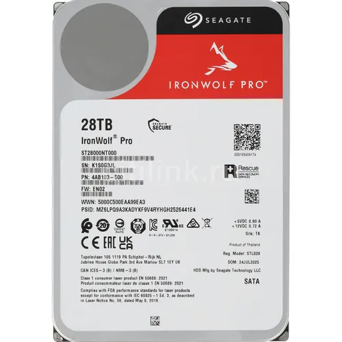 Жесткий диск Seagate Ironwolf Pro ST28000NT000, 28ТБ, HDD, SATA III, 3.5"