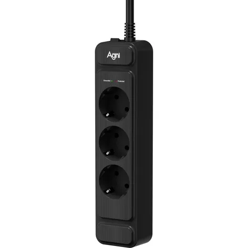 Сетевой фильтр AGNI TP-FS3E, 5м, черный [tp-fs3e-5m-black]