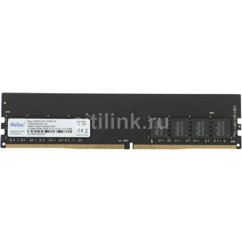 Оперативная память NETAC Basic NTBSD4P32SP-16J DDR4 - 1x 16ГБ 3200МГц, DIMM, Ret
