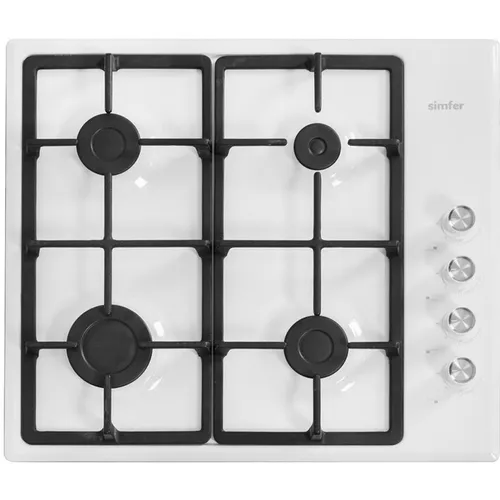 Газовая варочная панель Simfer H60Q40W416, 4 конфорки, эмалированная сталь, белый