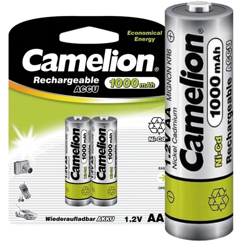 AA Аккумуляторная батарейка CAMELION NC-AA1000BP2, 2 шт. 1000мAч