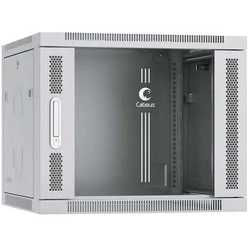 Шкаф коммутационный CABEUS SH-05F-9U60/60 настенный, стеклянная передняя дверь, 9U, 600x501x600 мм
