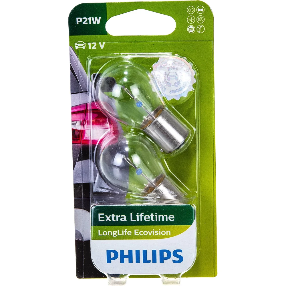 Автолампа PHILIPS P21W BA15s LONG LIFE ECO VISION 12V /1/10 P-12498LLECO2бл