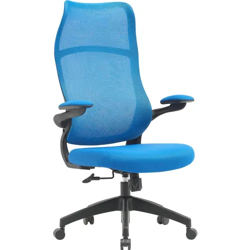 Кресло Cactus CS-MC505, сетка/ткань, до 100кг, откидные подлокотники, темно-синий