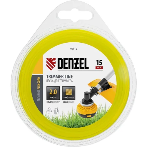 Леска для садовых триммеров DENZEL 96115, 2мм, 15м