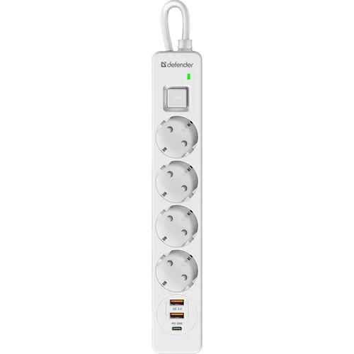 Сетевой фильтр Defender DFS 145, 5м, белый [99435]
