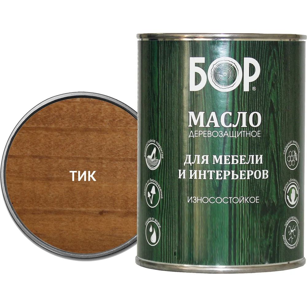 Деревозащитное масло для мебели и интерьеров Бор 4690417074273