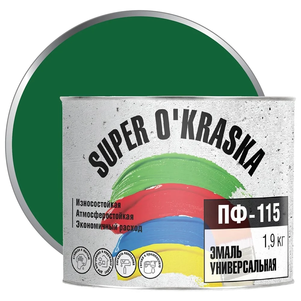 Эмаль super maler Зеленый 1,9кг Лк-00005652