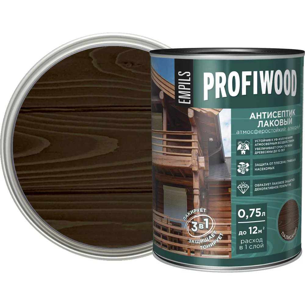 Лаковый тонирующий атмосферостойкий алкидный антисептик Profiwood 67029