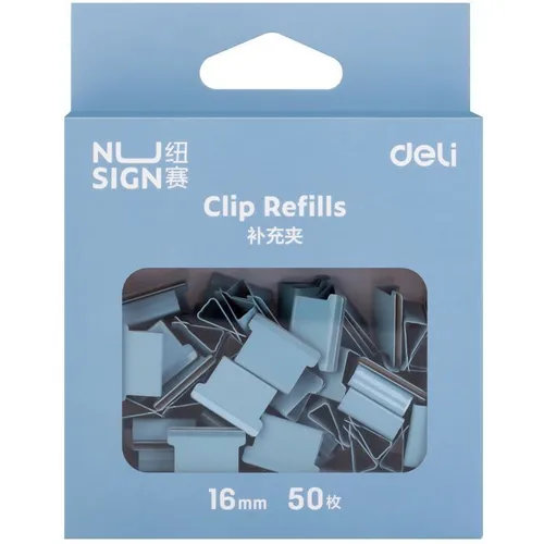 Зажимы Deli NS086BLUE, 16мм, голубой, 50 шт