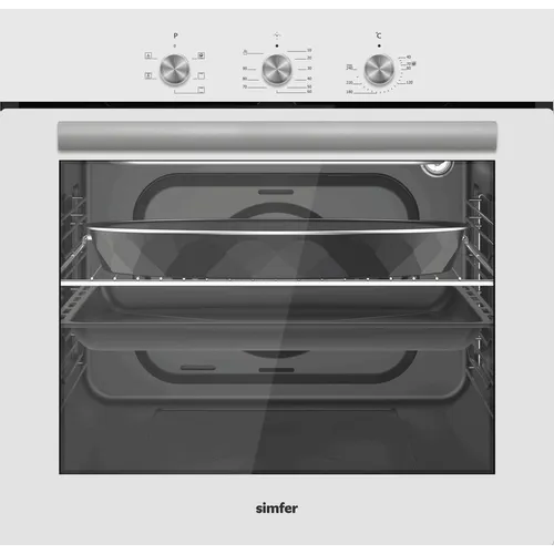 Духовой шкаф электрический Simfer B6EW16025, 60л, дверца с 2 стеклами, белый