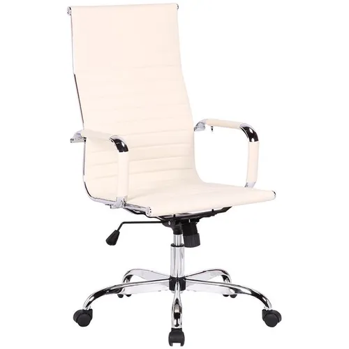Кресло руководителя HELMI HL-E17 Slim, экокожа, до 120кг, топ-ган, фиксированные подлокотники, бежевый