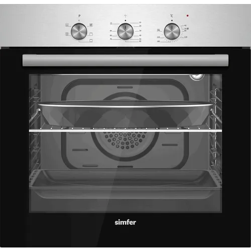 Духовой шкаф электрический Simfer B6EM16025, 60л, дверца с 2 стеклами, нержавеющая сталь