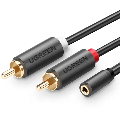 Кабель аудио UGREEN AV102, Jack 3.5 (m) - 2xRCA (m/f), 1м, серый [10588]