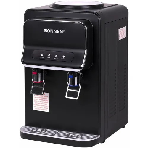 Кулер SONNEN TSE-02WB, настольный, электронный, push - кран, черный/черный [456174]