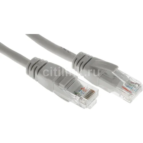 Патч-корд EXEGATE UTP-RJ45-RJ45-5e-2M-GY UTP, кат.5E, 2м, 4 пары, алюминий омедненный, многожильный, серый