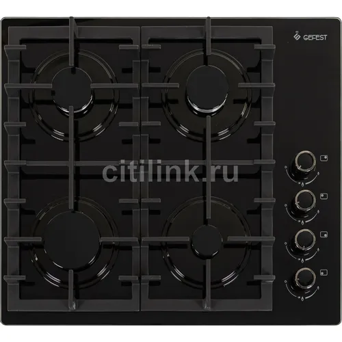 Газовая варочная панель GEFEST СГ СВН 2230 К3, 4 конфорки, закаленное стекло, черный