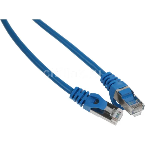 Патч-корд PREMIER PP22-2M/B литой (molded), FTP, кат.5E, 2м, 4 пары, 26AWG, алюминий омедненный, многожильный, синий
