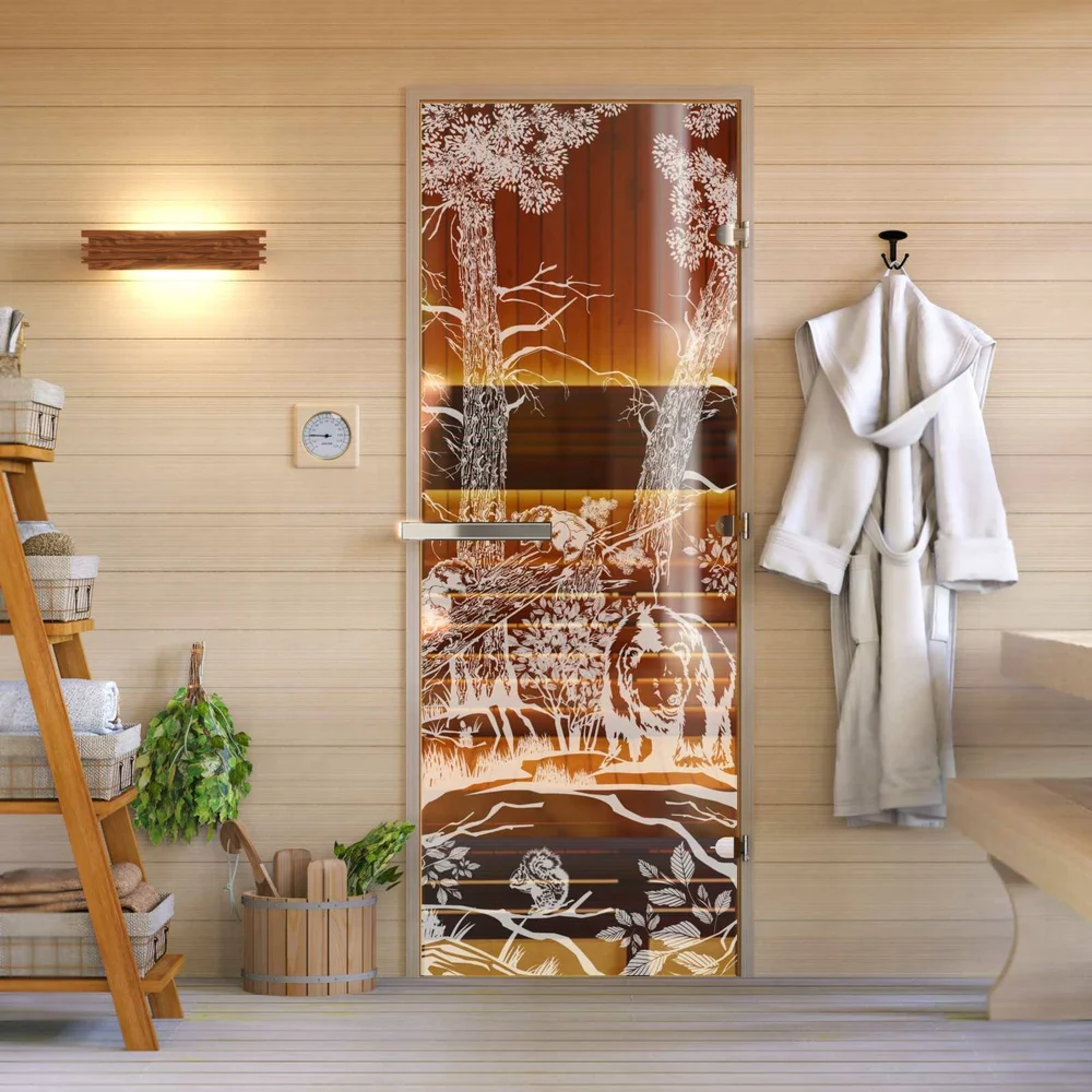 Дверь для бани DoorWood Мишка в лесу УТ-00014694