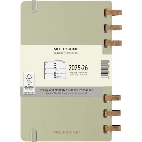 Еженедельник Moleskine Academic Spiral, датированный, 200стр., Large, киви
