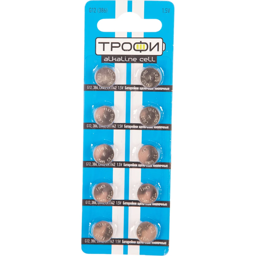 Батарейка ТРОФИ G12 386 LR1142 LR43 C0035049