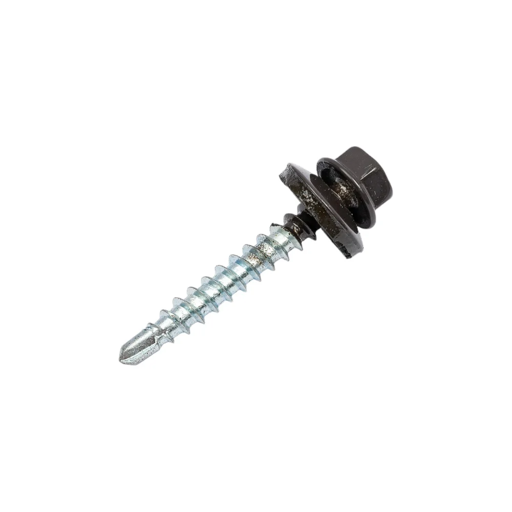 Кровельный саморез КРЕП-КОМП 4,8x35 RAL8019 серо-коричневый 250 шт. ск358019кф