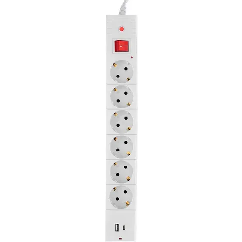 Сетевой фильтр Buro BU-SP3_USB_2A-W, 3м, белый