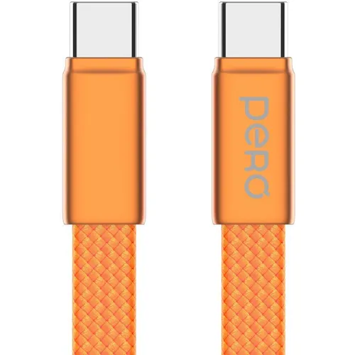Кабель PERO DC18, USB Type-C (m) - USB Type-C (m), 1.5м, плоский, 3A, оранжевый [prdc-18ccor]