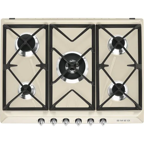 Газовая варочная панель SMEG SR975PGH, 5 конфорок, эмалированная сталь, бежевый