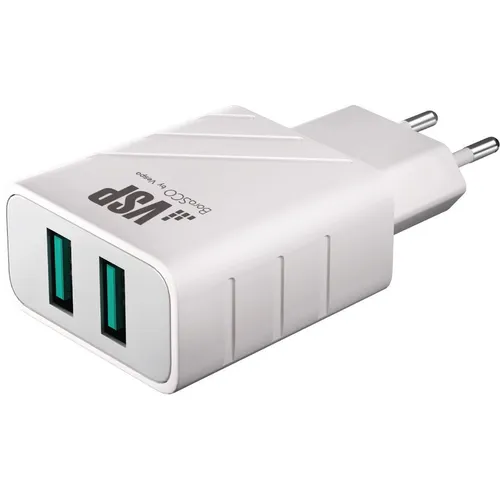 Сетевое зарядное устройство BORASCO 37261, 2xUSB-A, 2.4A, белый