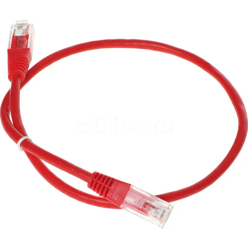 Патч-корд LanMaster вилка RJ-45, вилка RJ-45, кат.5E, ПВХ, 0.5м, красный [twt-45-45-0.5-rd]