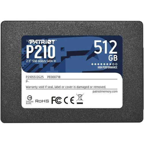 SSD накопитель Patriot P210 P210S512G25 512ГБ, 2.5", SATA III, SATA