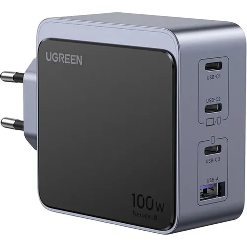 Сетевое зарядное устройство UGREEN X565, USB-A, 3xUSB-C, 100Вт, 3A, серый [35043]