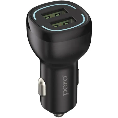 Автомобильное зарядное устройство PERO AC04, 2xUSB-A, 12Вт, 2.4A, черный [aс04ocb]