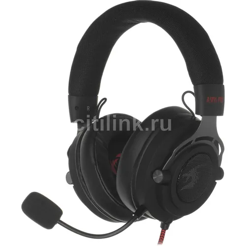 Гарнитура игровая Defender Aspis Pro, для компьютера и игровых консолей, накладные, проводные, черный / красный [64221]