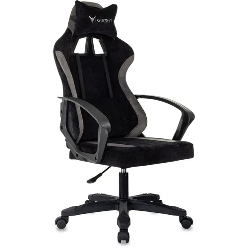 Кресло игровое KNIGHT Optimum, ткань, до 120кг, фиксированные подлокотники, черный/серый