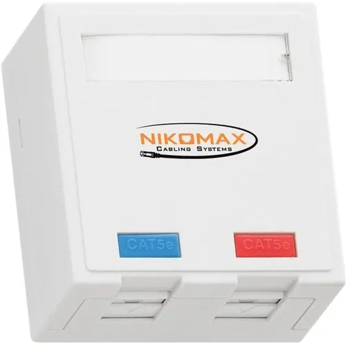 Розетка Nikomax (NMC-WO2UD2-FT-ST-WT) информ. Keystone RJ45 2 кат.5E UTP бел.