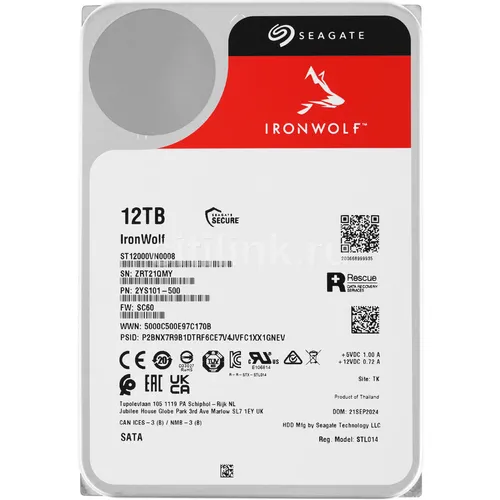 Жесткий диск Seagate Ironwolf ST12000VN0008, 12ТБ, HDD, SATA III, 3.5"