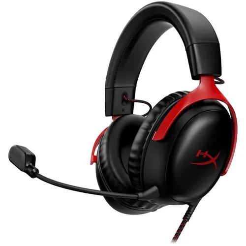 Гарнитура игровая HYPERX Cloud III, для компьютера и игровых консолей, мониторные, проводные, черный / красный [727a9aa]