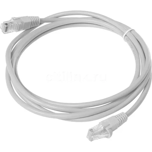 Патч-корд KINGPRICE KP-PC-c5e-2m-g литой (molded), UTP, кат.5E, 2м, 4 пары, 26AWG, алюминий омедненный, многожильный, серый