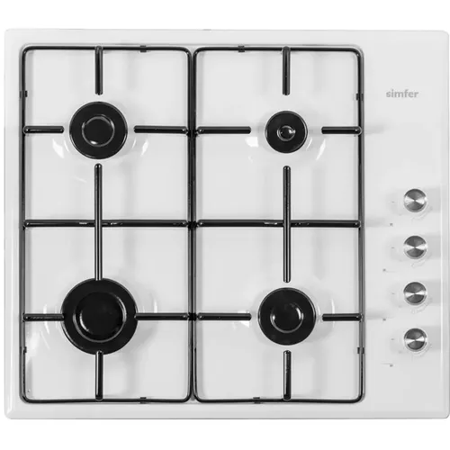 Газовая варочная панель Simfer H60Q40W401, 4 конфорки, эмалированная сталь, белый
