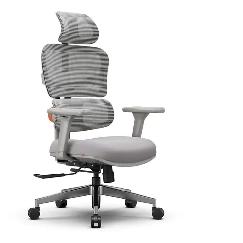 Кресло FOXGEAR Netz XO, сетка/ткань, до 140кг, топ-ган люкс, регулируемые 2D подлокотники, серый