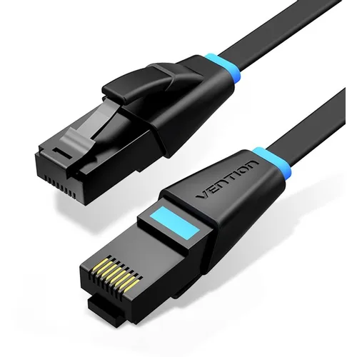Патч-корд VENTION IBJBJ литой (molded), UTP, кат.6, 5м, 4 пары, 24AWG, медь, многожильный, черный, плоский (flat)