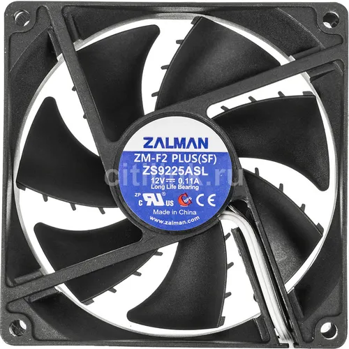 Вентилятор Zalman ZM-F2 Plus (SF) 92мм, 3-pin, 1500об/мин, 20 - 23 дБ, черный, Ret