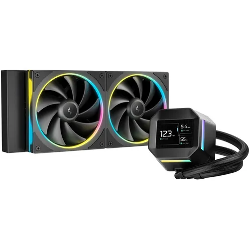 Система водяного охлаждения DeepCool LM240, LCD, 4-pin, ARGB, 120мм, черный, retail [r-lm240-bkdmmc-1]