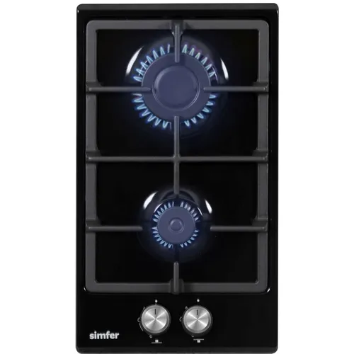 Газовая варочная панель Simfer H30V20B570, 2 конфорки, эмалированная сталь, черный