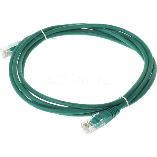 Патч-корд LanMaster UTP, вилка RJ-45, вилка RJ-45, кат.5E, ПВХ, 2м, зеленый [twt-45-45-2.0-gn]