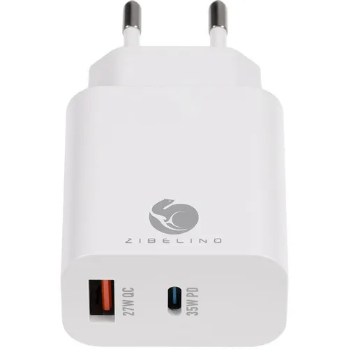 Сетевое зарядное устройство ZIBELINO MC-G-UA-QC, USB-A, USB-C, 35Вт, 3A, белый